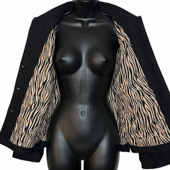 VTG 90s Y2K ANAGE BOHO BLACK SILVER PATCHWORK ANIMAL PRINT FUNKY JACKET BLAZER M - Picture 5 of 7